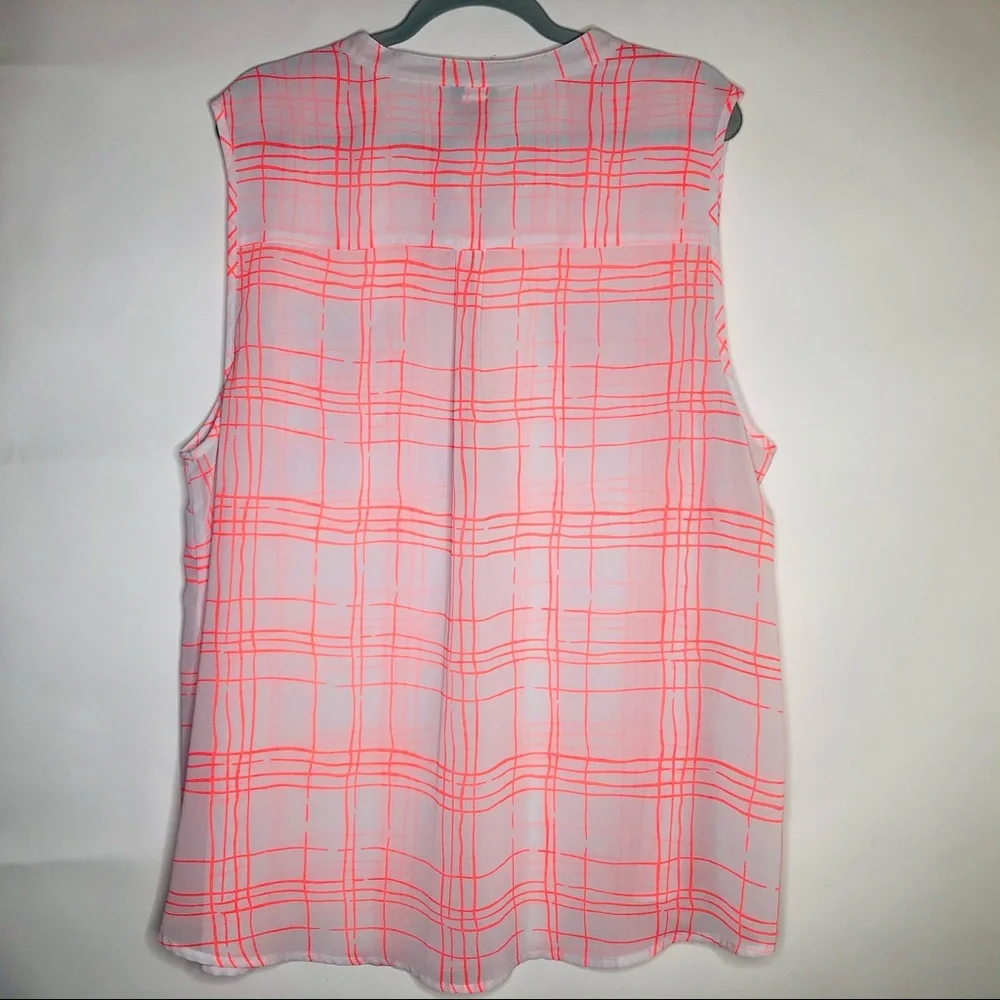 TORRID size 3 sheer grid neon pink plaid tank top - Picture 4 of 9